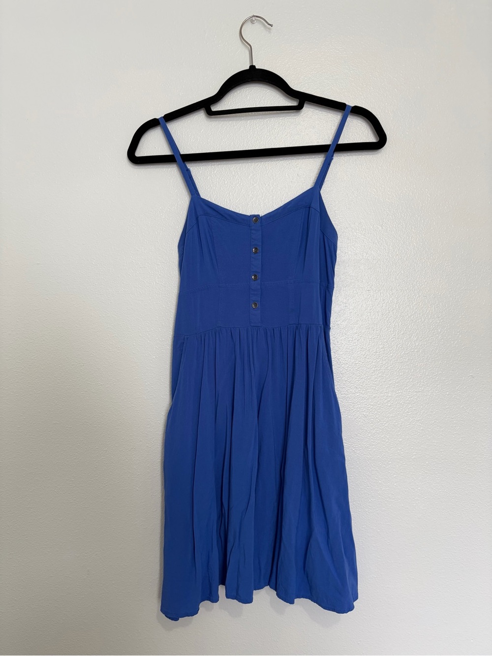 Express Royal Blue Button Front Sundress with Pockets – XS
